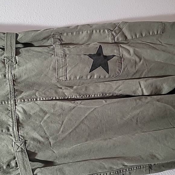 PISTOLA Olive Straight Leg Coveralls Jumpsuit Transitional Star Print Pant Suit - Picture 14 of 16